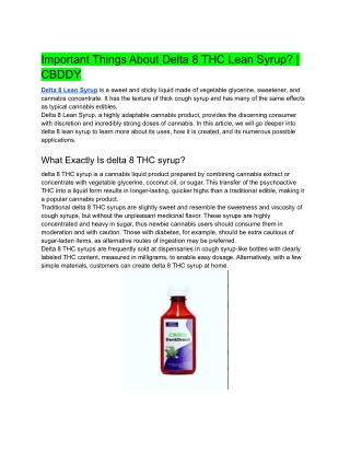 Important Things About Delta 8 THC Lean Syrup? | CBDDY
