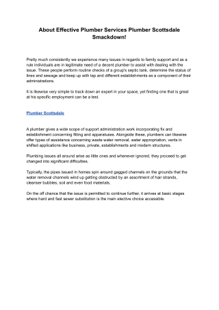 About Effective Plumber Services Plumber Scottsdale Smackdown!