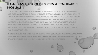 How to easily fix QuickBooks Reconciliation Problems