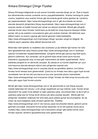 Ankara Etimesgut Çilingir Fiyatları