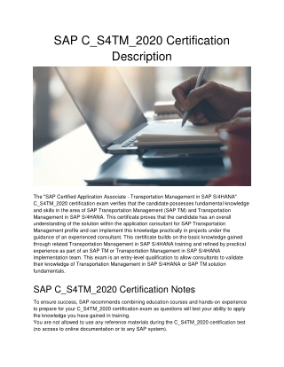 SAP C_S4TM_2020 Certification Description