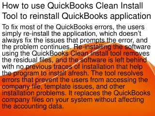 How to use QuickBooks Clean Install Tool to reinstall QuickBooks application?