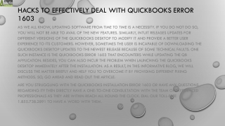 Some quick and easy ways to resolve the QuickBooks Error 1603