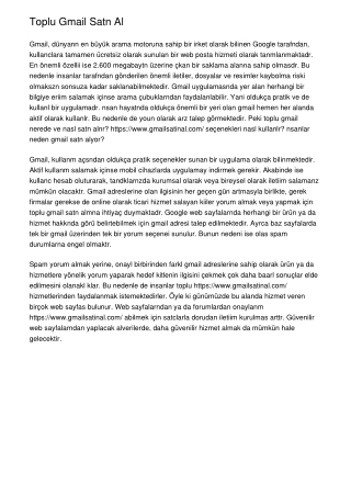 Toplu Gmail Satın Al