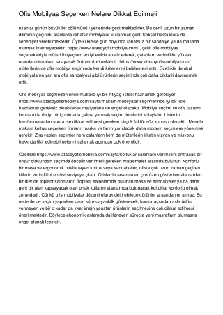 Ofis Mobilyası Seçerken Nelere Dikkat Edilmeli