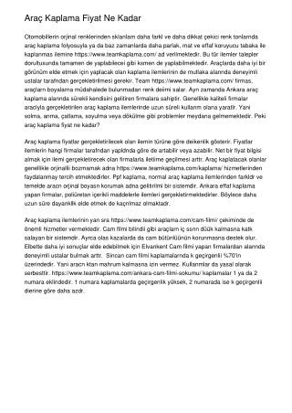 Araç Kaplama Fiyatı Ne Kadar