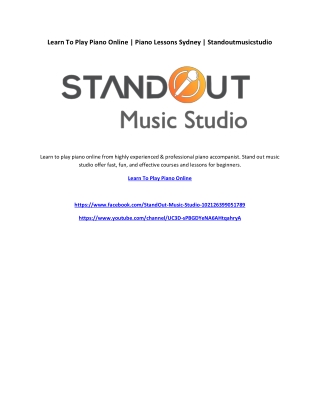 Learn To Play Piano Online