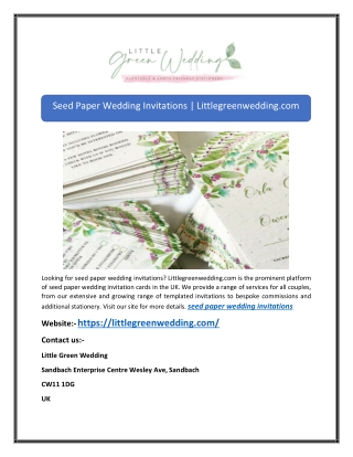 Seed Paper Wedding Invitations | Littlegreenwedding.com