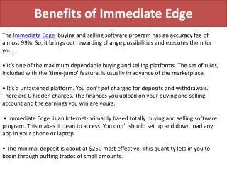 Benefits of Immediate Edge