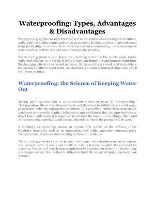 Waterproofing_ Types, Advantages & Disadvantages