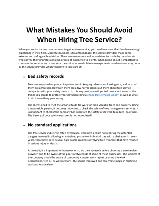 What Mistakes You Should Avoid When Hiring Tree Service?