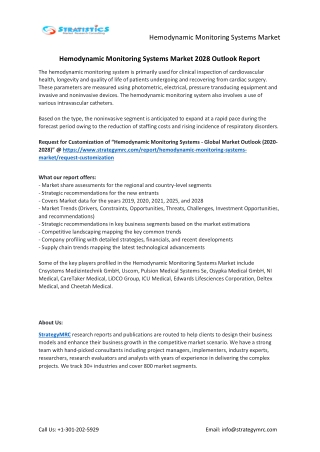 Hemodynamic Monitoring Systems Market Forecasts to 2028