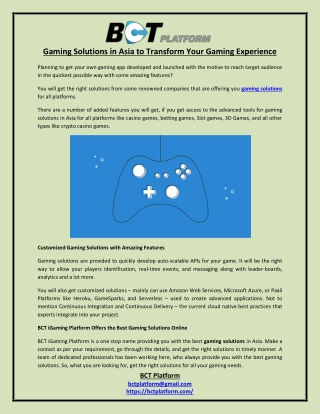 Gaming Solutions in Asia to Transform Your Gaming Experience