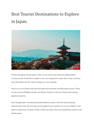 Best Tourist Destinations to Explore in Japan