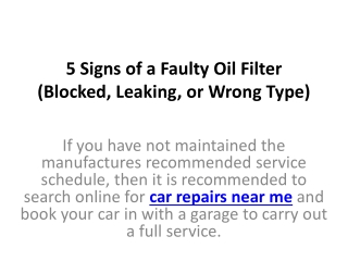5 Signs of a Faulty Oil Filter (Blocked, Leaking, or Wrong Type)