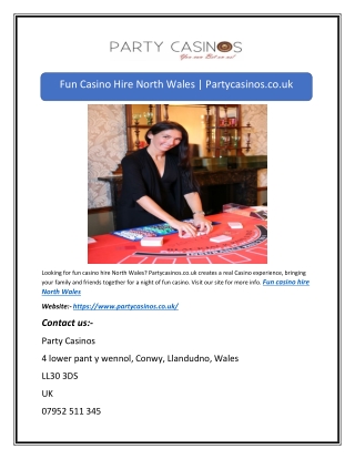 Fun Casino Hire North Wales | Partycasinos.co.uk