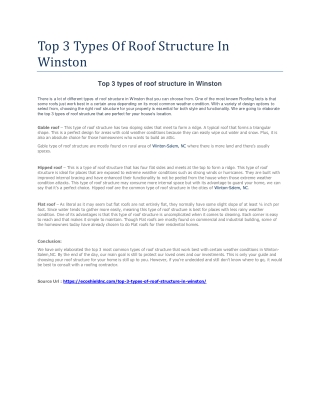 Top 3 Types Of Roof Structure In Winston