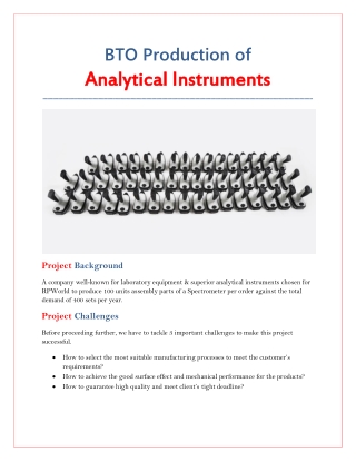 BTO Production of Analytical Instruments