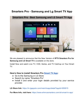 Smarters Pro – Best OTT Player For Samsung and Lg Smart TV