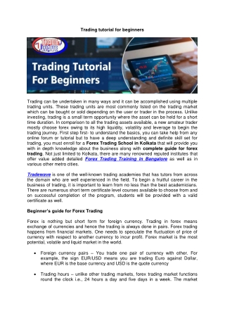 Forex Trading School in Kolkata Trade Wave