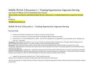 NU636-7B Unit 2 Discussion 1 – Treating Hypertensive Urgencies Herzing