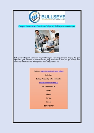 Crypto Accounting Services Calgary  Bullseyeaccounting.ca