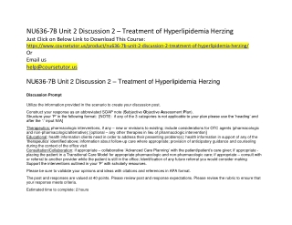 NU636-7B Unit 2 Discussion 2 – Treatment of Hyperlipidemia Herzing