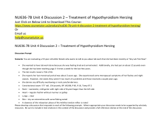 NU636-7B Unit 4 Discussion 2 – Treatment of Hypothyroidism Herzing