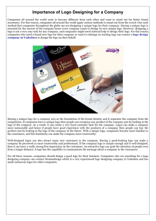 Importance of Logo Designing for a Company