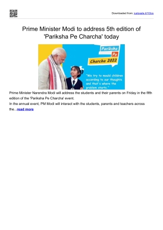 Prime Minister Modi to address 5th edition of 'Pariksha Pe Charcha' today