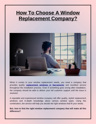How To Choose A Window Replacement Company?