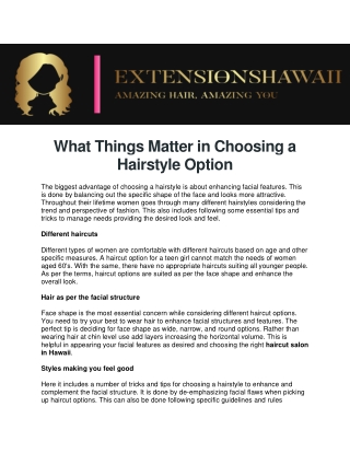 What Things Matter in Choosing a Hairstyle Option-converted | Extensions Hawaii