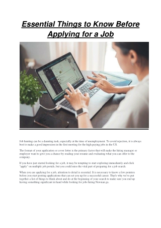 Essential Things to Know Before Applying for a Job