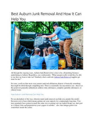 Best Auburn Junk Removal And How It Can Help You