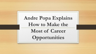 Andre Popa Explains How to Make the Most of Career Opportunities