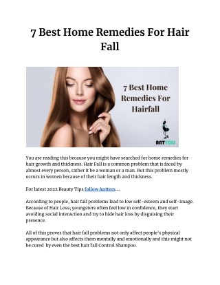 7 Best Home Remedies For Hair Fall