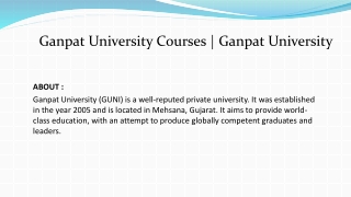 Ganpat University Courses | Ganpat University