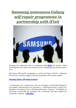 Samsung announces Galaxy self-repair programme in partnership with iFixit