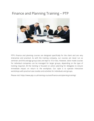Finance and Planning Training – PTP