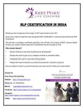 NLP Certification In India