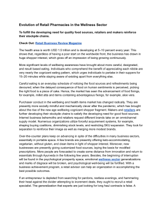 Evolution of Retail Pharmacies in the Wellness Sector
