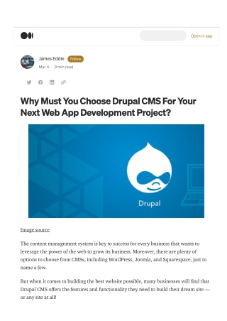 Why Must You Choose Drupal CMS For Your Next Web App Development Project