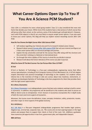 What Career Options Open Up To You If You Are A Science PCM Student