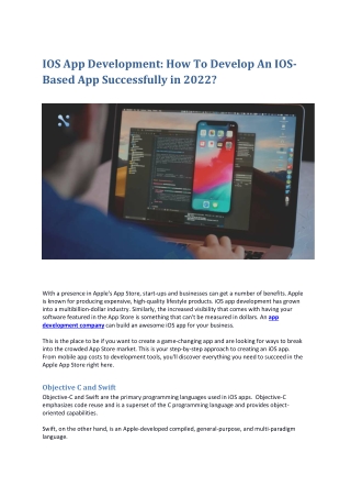 How To Develop An IOS-Based App Successfully in 2022