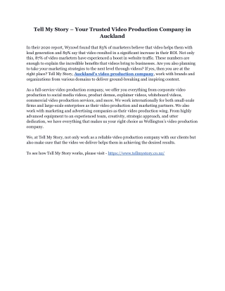 Tell My Story – Your Trusted Video Production Company in Auckland