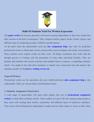 Skills Of Students Need For Written Expression