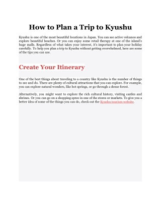 How to Plan a Trip to Kyushu