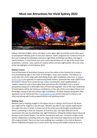 Must-see Attractions for Vivid Sydney 2022