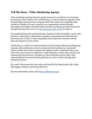 Tell My Story - Video Marketing Agency