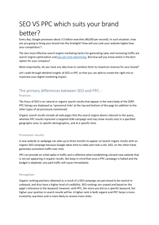 SEO VS PPC which suits your brand better